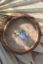 Load image into Gallery viewer, Jewelry ring with opal, tourmaline and blue topaz in a wooden display box
