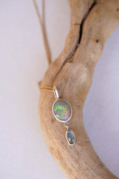 Ethiopian Opal + Aquamarine Necklace