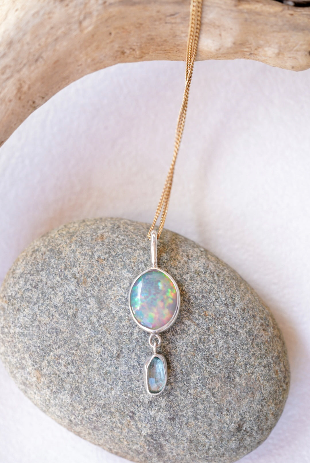 Ethiopian Opal + Aquamarine Necklace