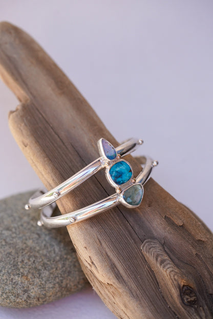 Australian Opal + Turquoise + Aquamarine Cuff