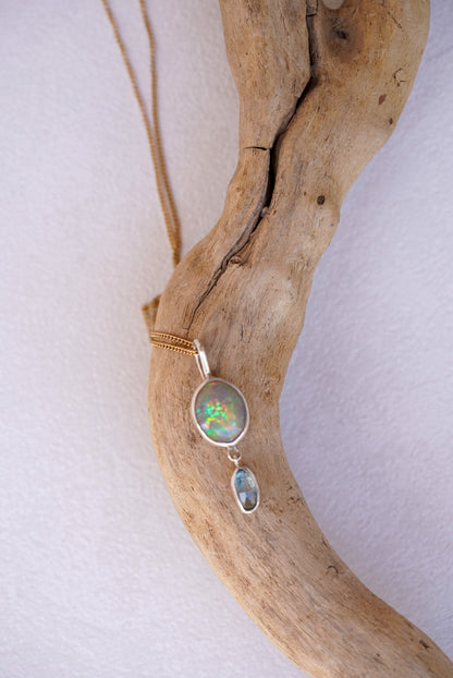 Ethiopian Opal + Aquamarine Necklace