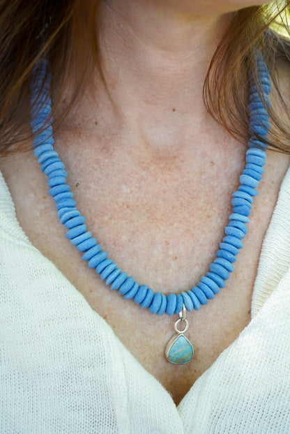 Recycled Glass Beads + Australian Opal + Baroque Pearl Necklace