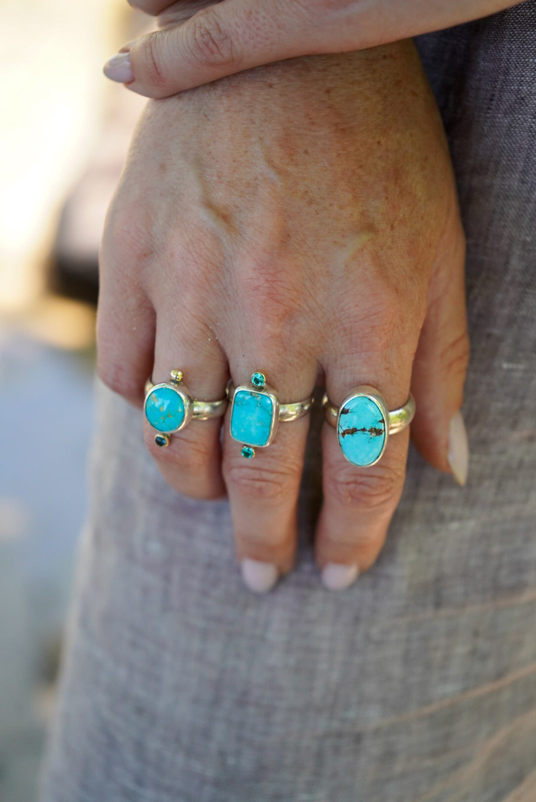 Turquoise + Iolite Ring - Size 7