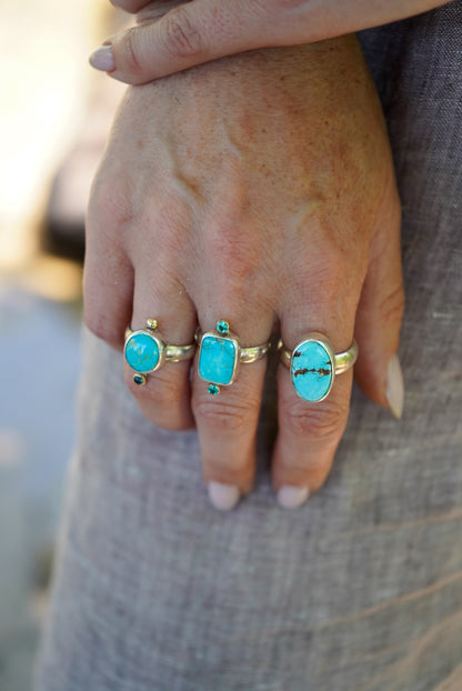 Turquoise + Iolite Ring - Size 7
