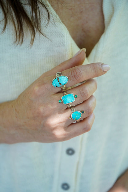 Turquoise + Iolite Ring - Size 7