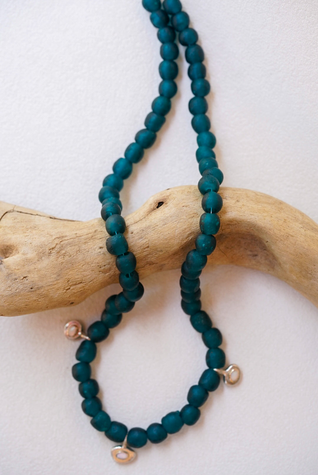 Recycled Glass Beads + Australian Opal Necklace