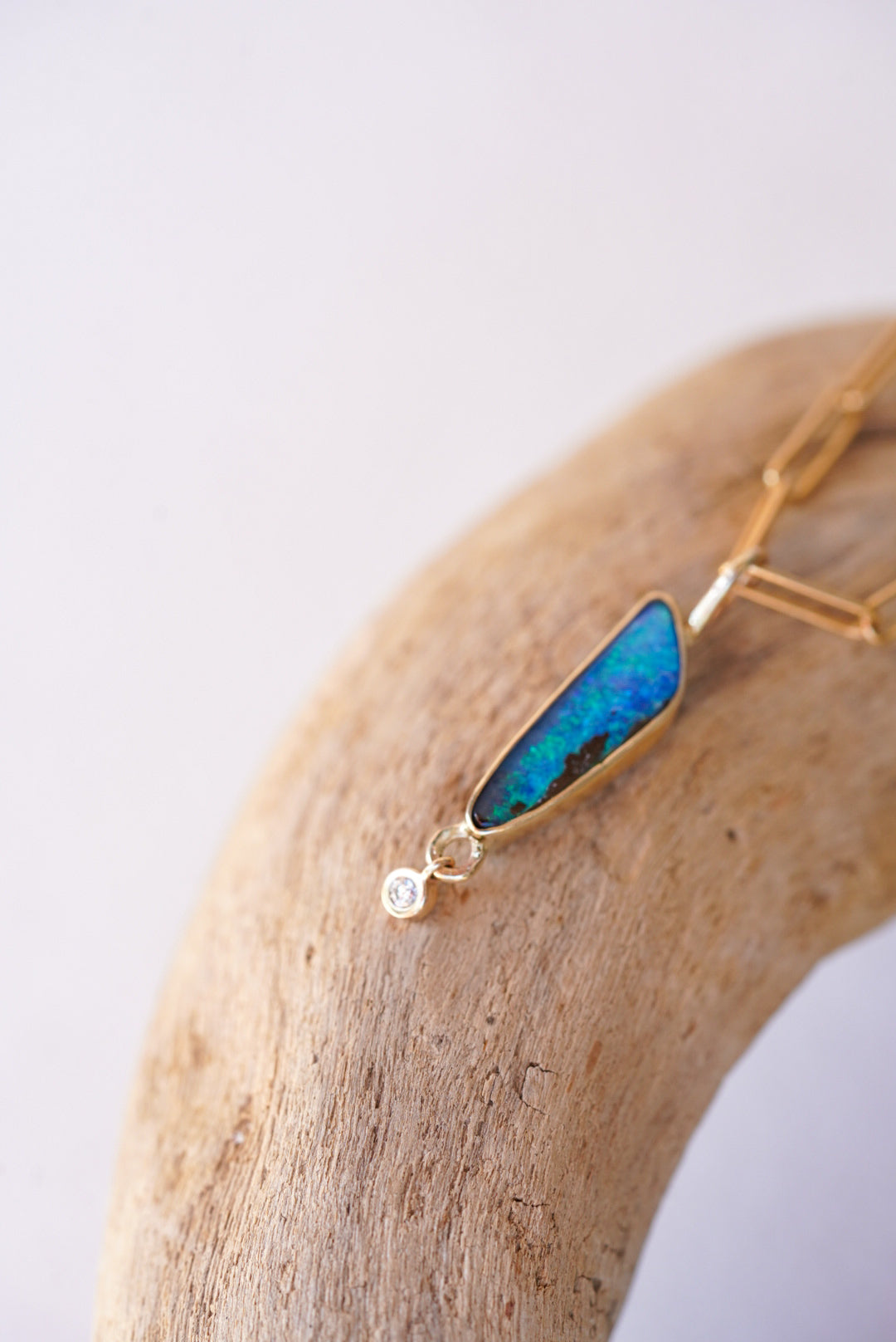 Australian Opal + Diamond Necklace