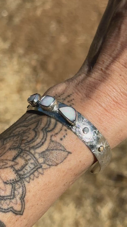 Tri Australian Opal Cuff